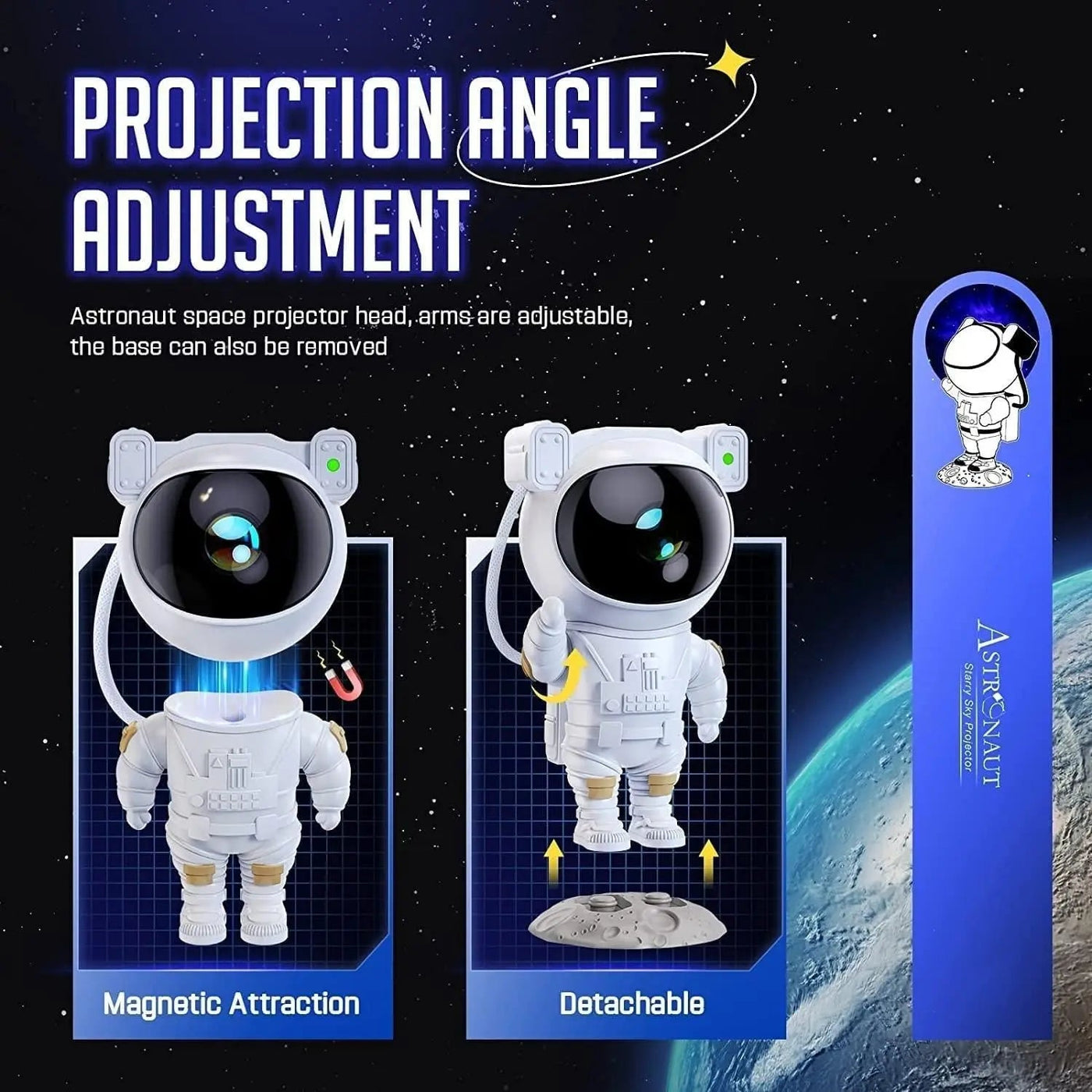 Astronaut Galaxy Projector - 360 Magnetic Head Rotation, Remote Control d877d7-b0